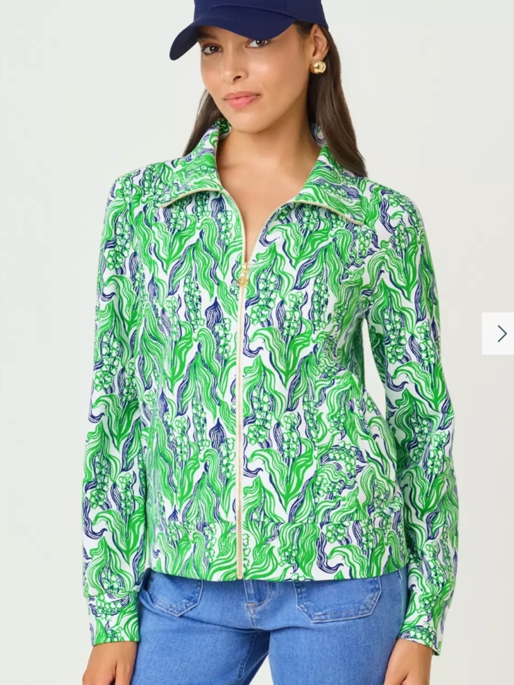 Lilly Pulitzer UPF 50+ Eleni Zip-Up - Putting Green Lilly Of The Valley Large